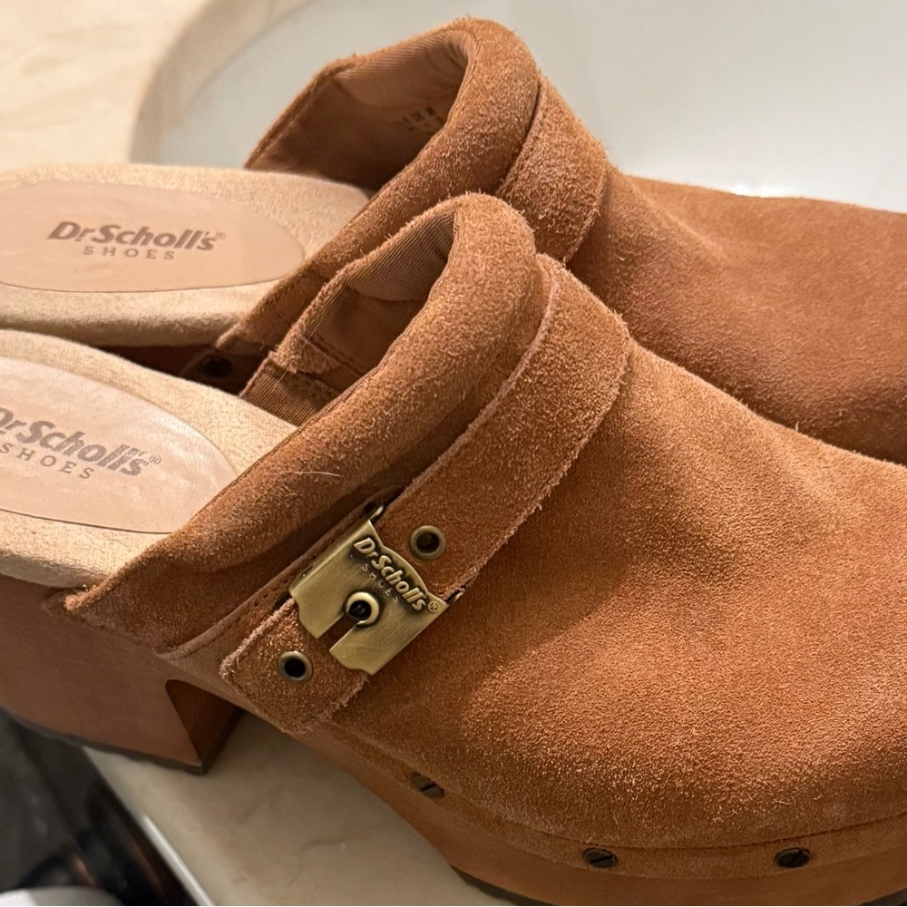 Dr. Scholl's Tan Suede Slip-On Mules